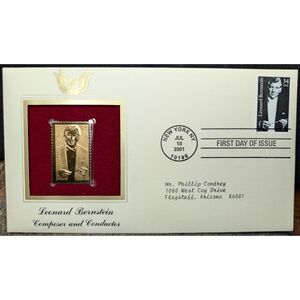 Leonard Bernstein Cover – Gold Stamp Replica –First Day of Issue – USPS Licensed
